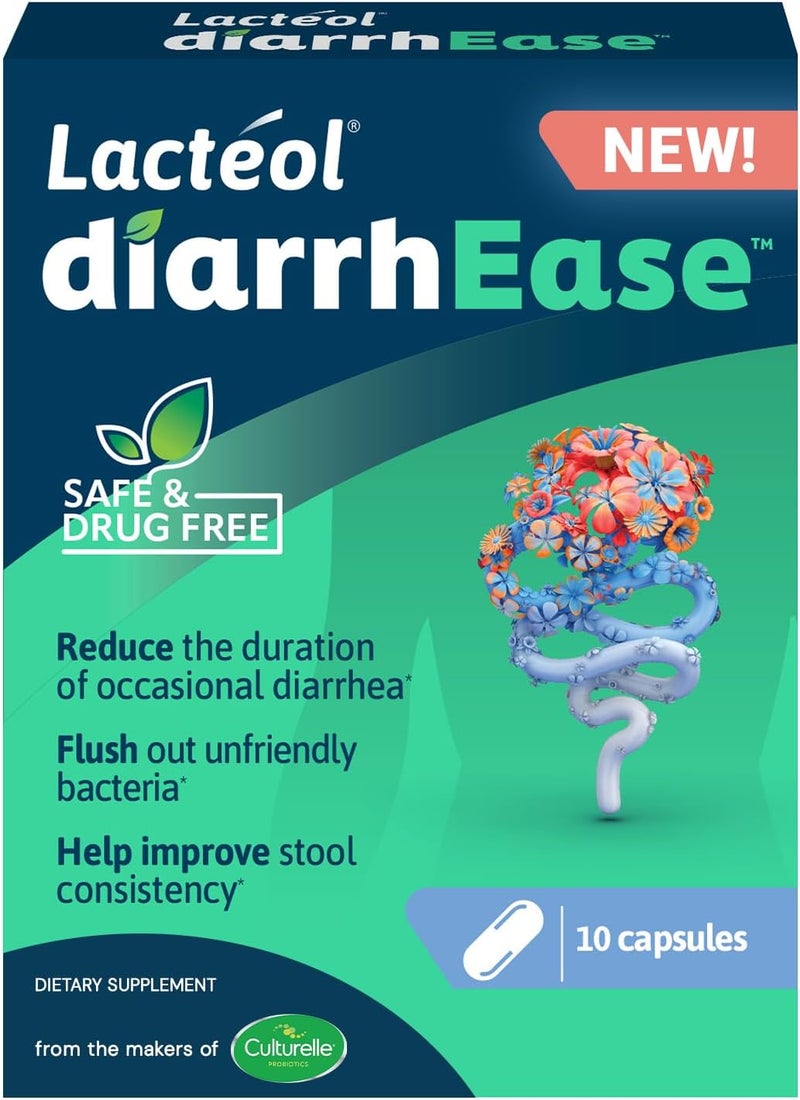 Lactol DiarrhEase- a Safe, Drug Free and Clinically Tested Postbiotic Strain That Helps Soothes Occasional Digestive Upset and Shortens The Duration of Occasional Diarrhea, 10 Count - Image 1
